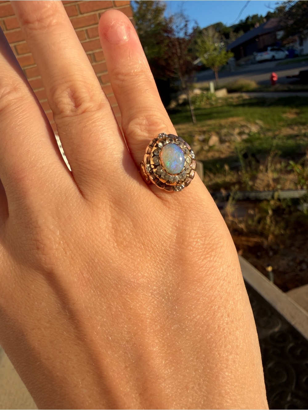 Opal Halo Statement Ring - Iridescent Opal